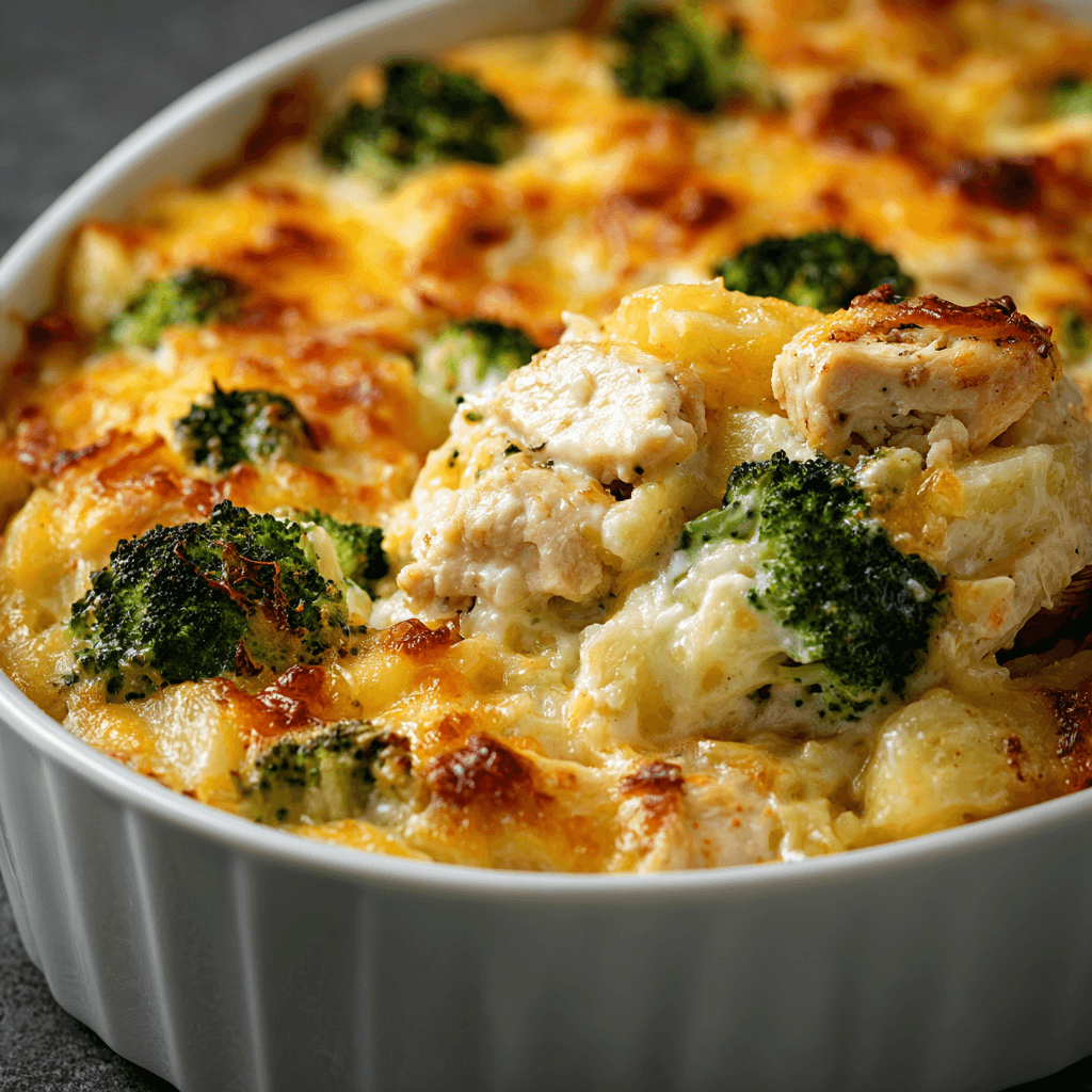 5 Easy Steps: Cheesy Baked Potato Chicken & Broccoli Casserole